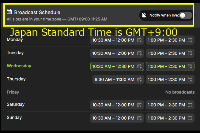 Stripchat model broadcast schedule for checking upcoming live streams