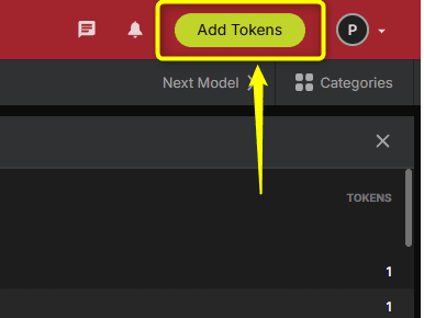 Stripchat Buy Tokens button for purchasing tokens