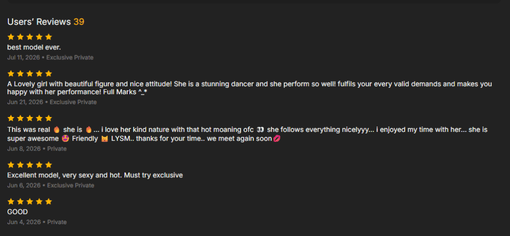 Stripchat Your_lust143 user reviews praising her hot moaning and stunning dance performance