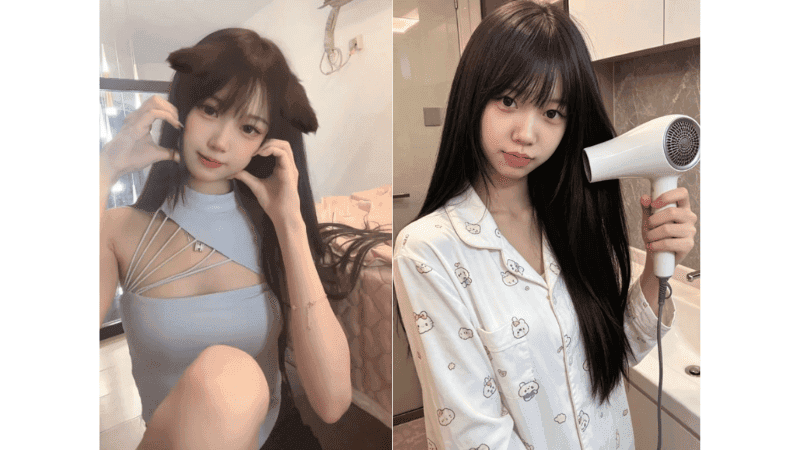 Stripchat xinyu789 featuring her innocent black hair and youthful charm, known for her high-intensity toy play and massive follower base.