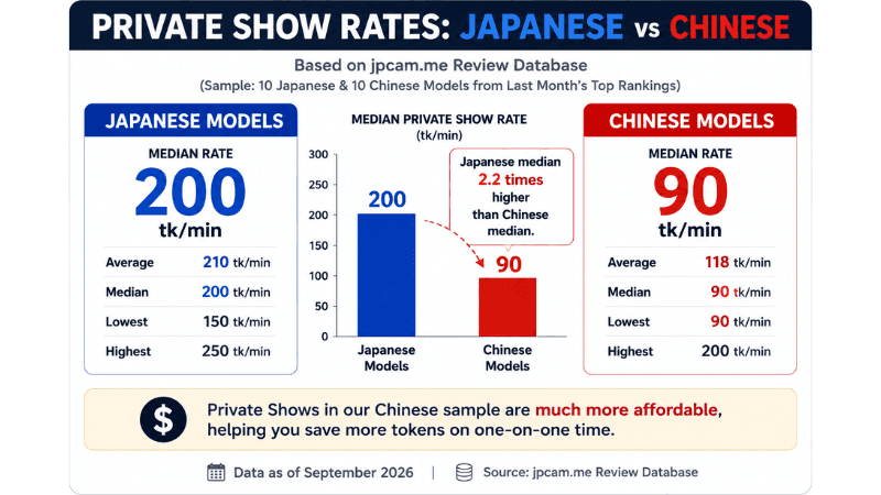 Japanese vs Chinese Stripchat Private Show rates comparison