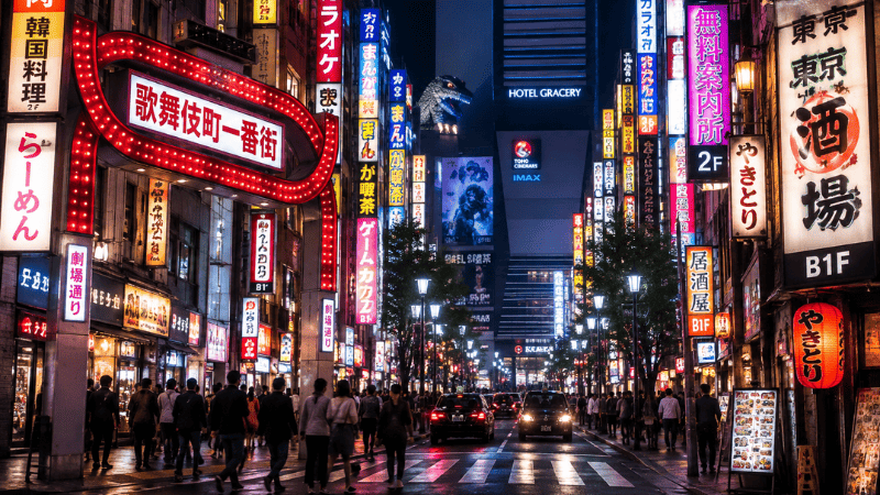 Tokyo nightlife district representing J-Cam's adult industry background